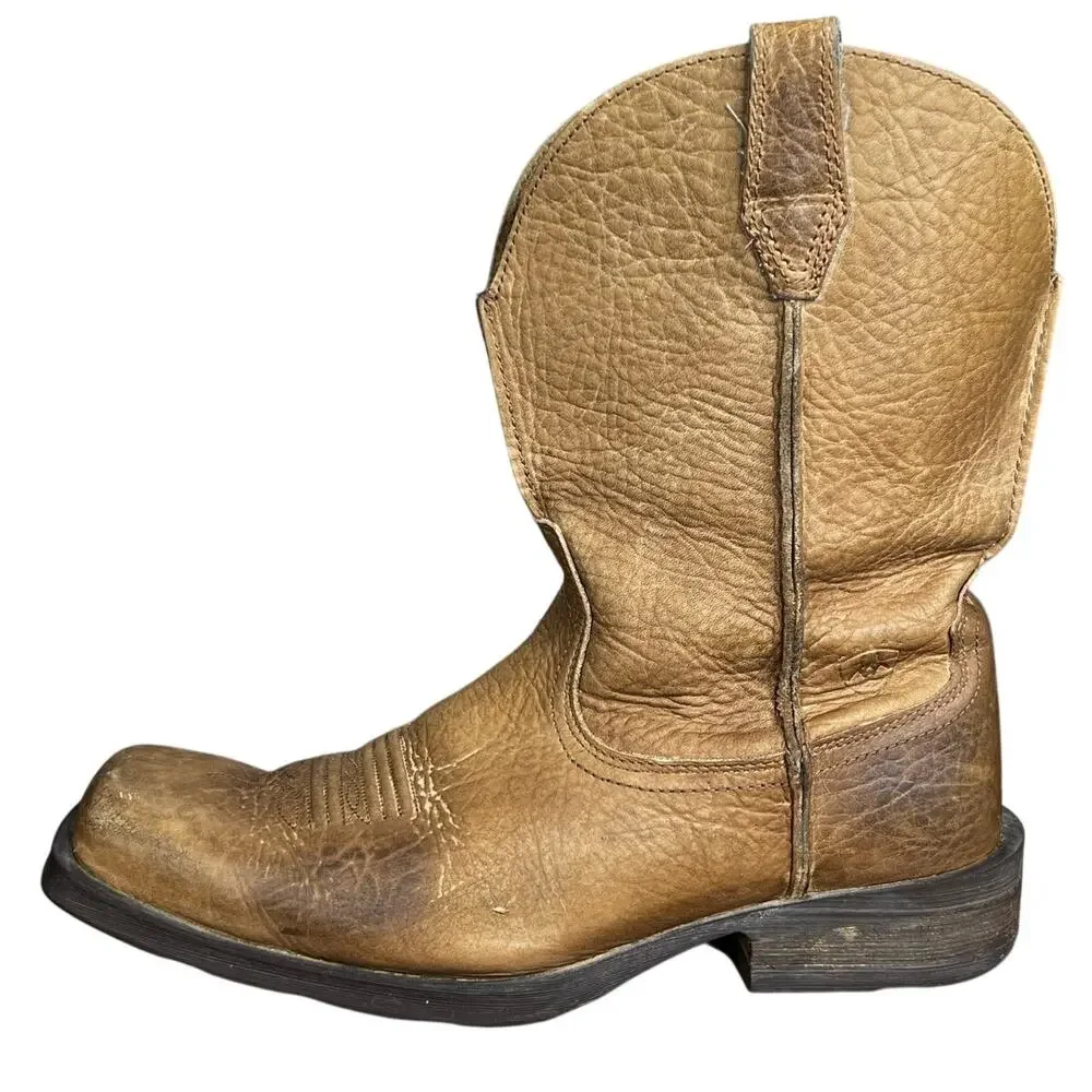 Ariat Men’s Rambler Tan Leather Western Cowboy Boot Size US 10 D